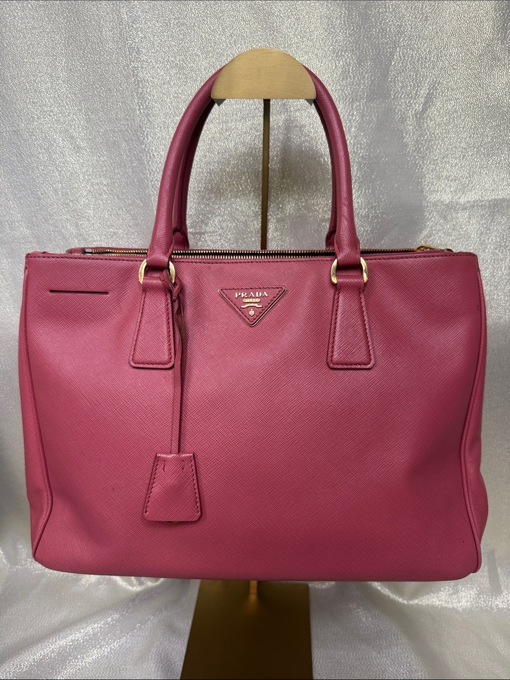 Prada Pink Saffiano Leather Top-Handle Tote